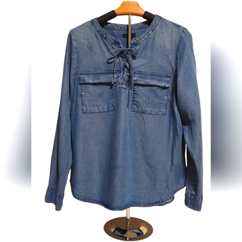 Gap Lace Up Denim Shirt - Medium